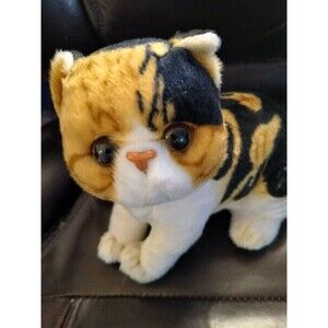 UP FOR ADOPTION Orange Black White Cat Kitty Plush Realistic Life-Like Stuffed